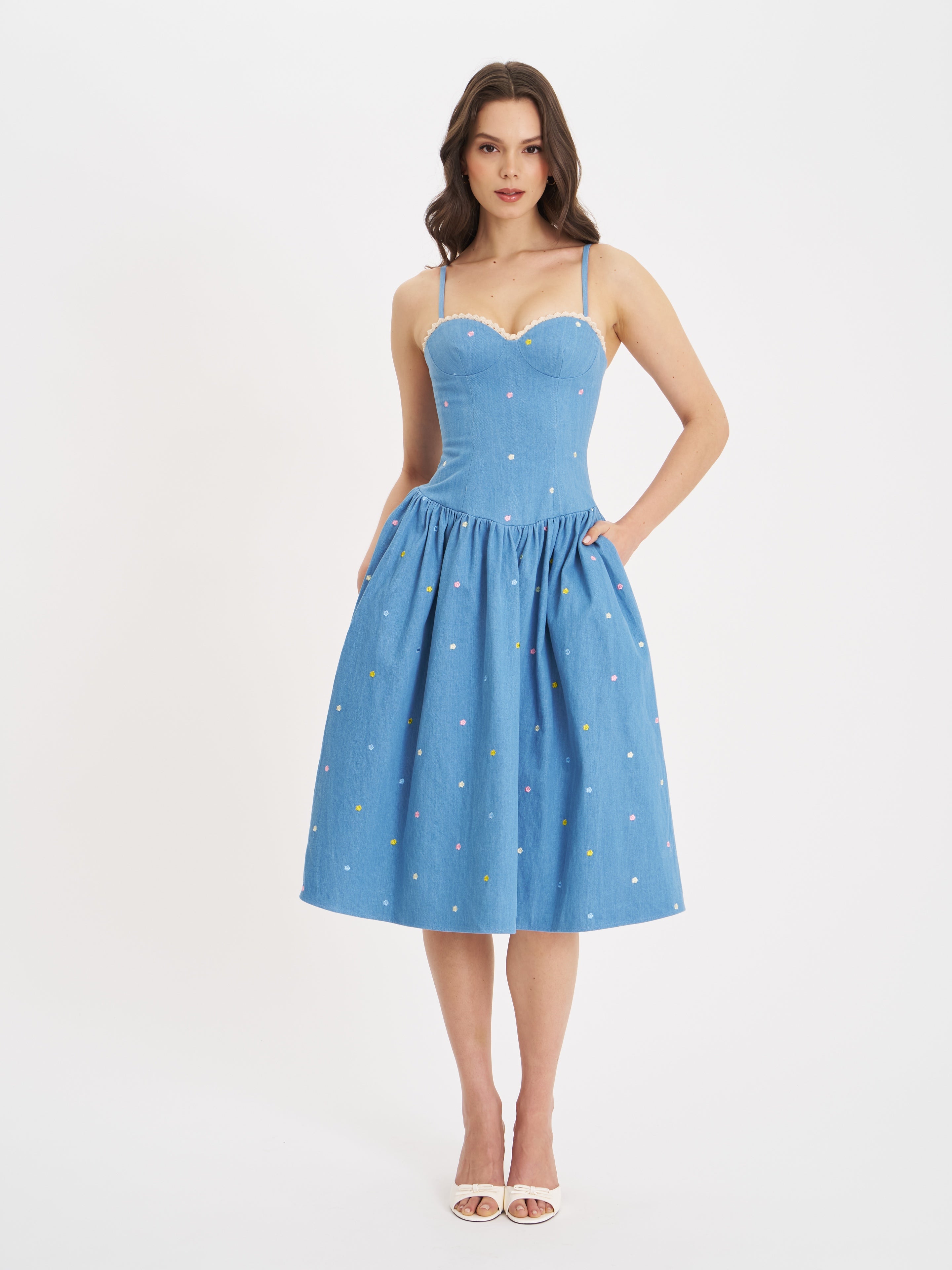 robe denim avec poches