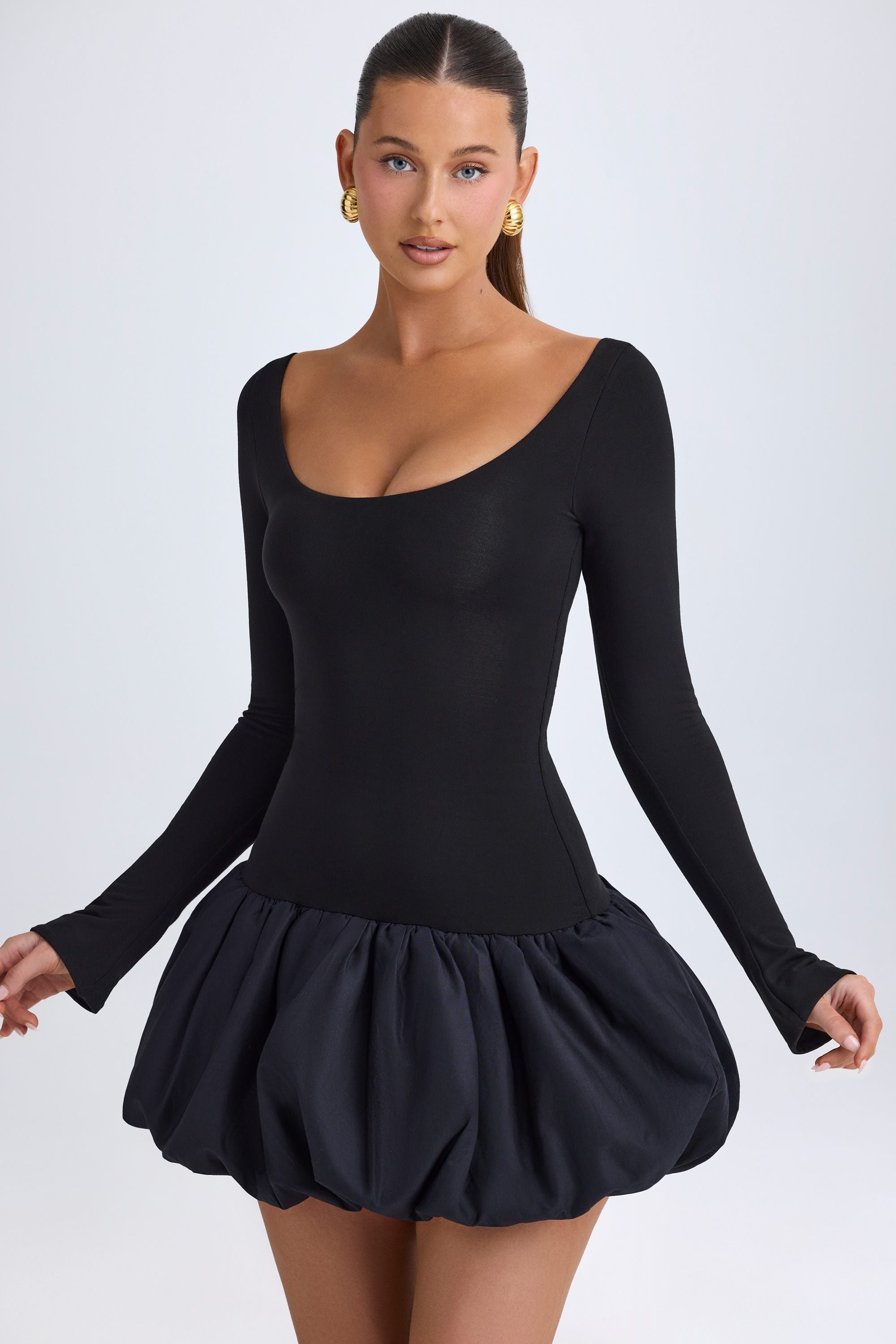 robe mini bulle ourlet goutte noir