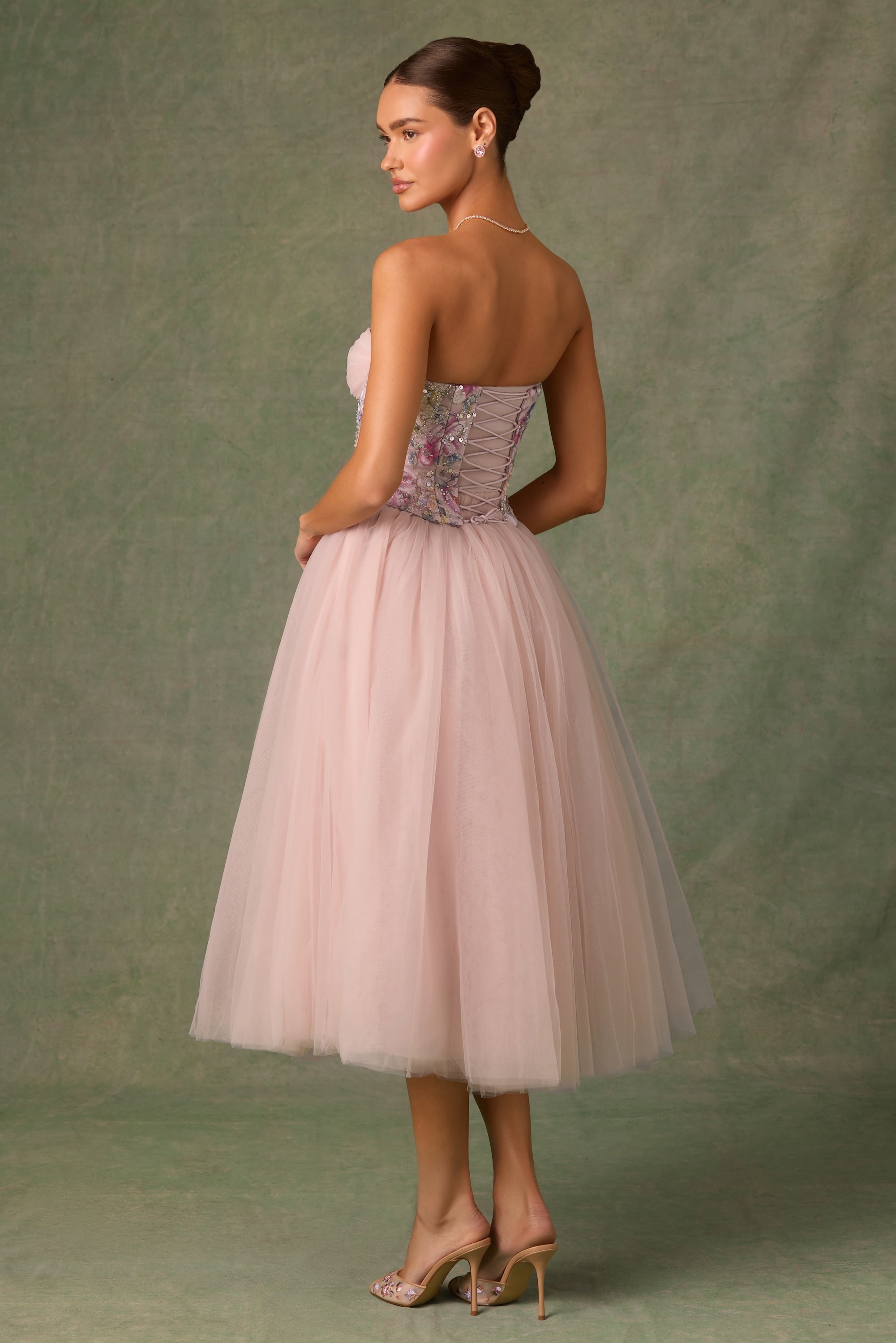 elegant floral pink corset