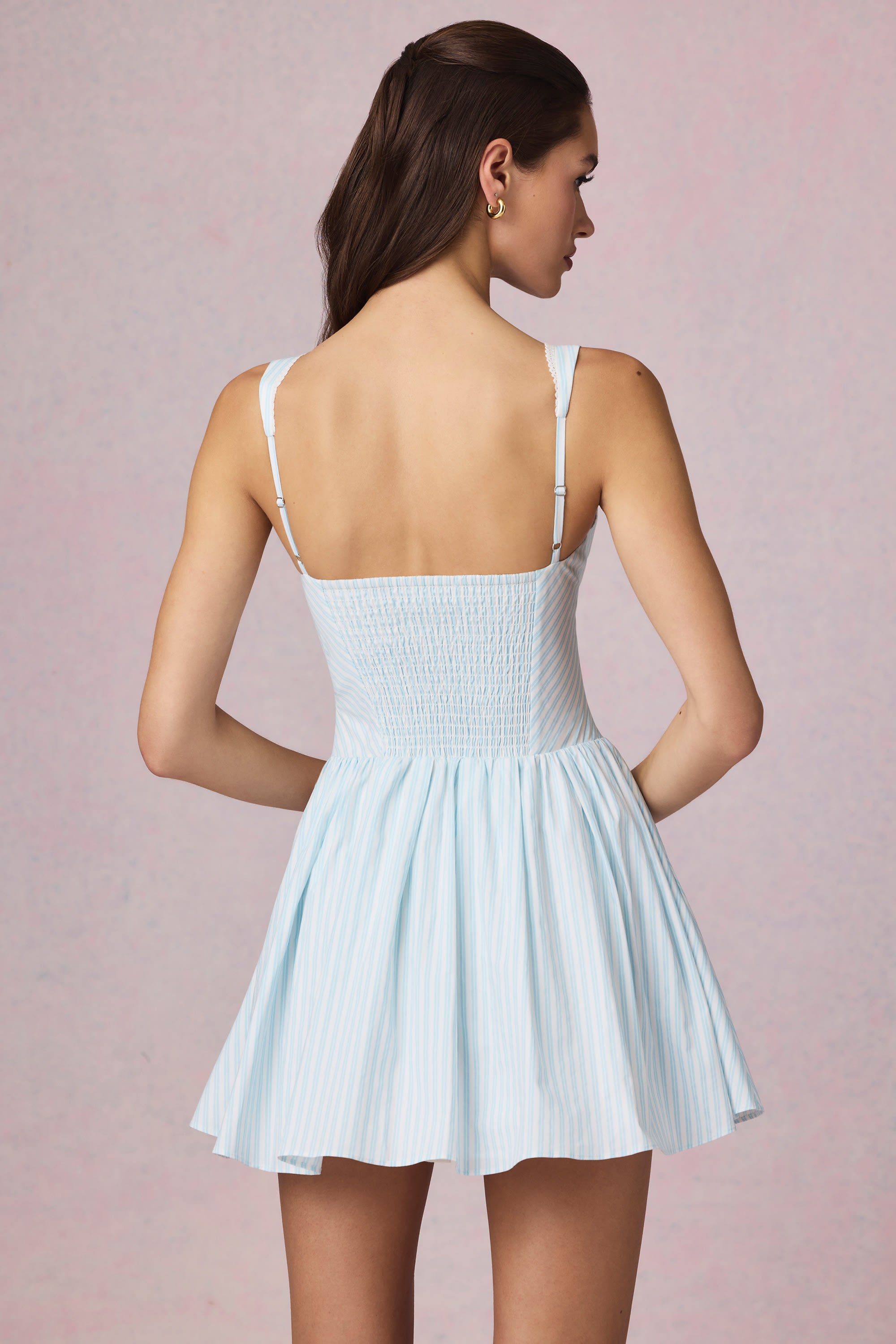 robe mini rayée bleu