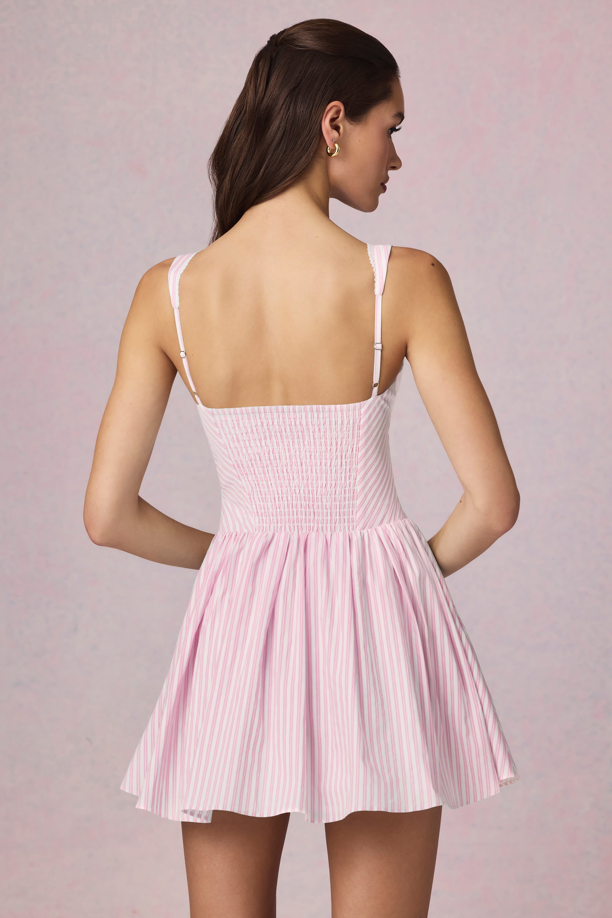 robe mini rayures mauve doux