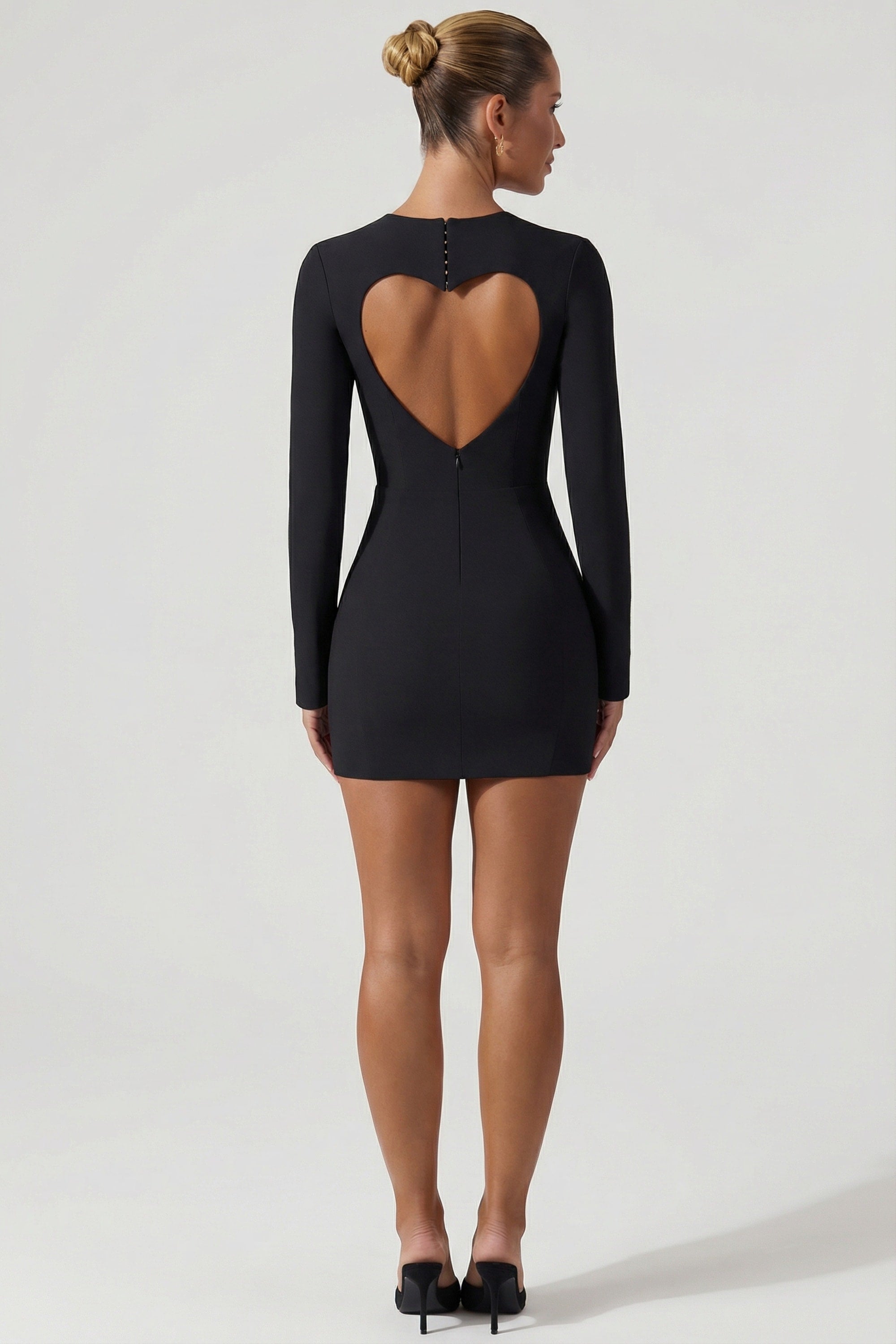 Cut-Out Heart-Detail Bodycon noir