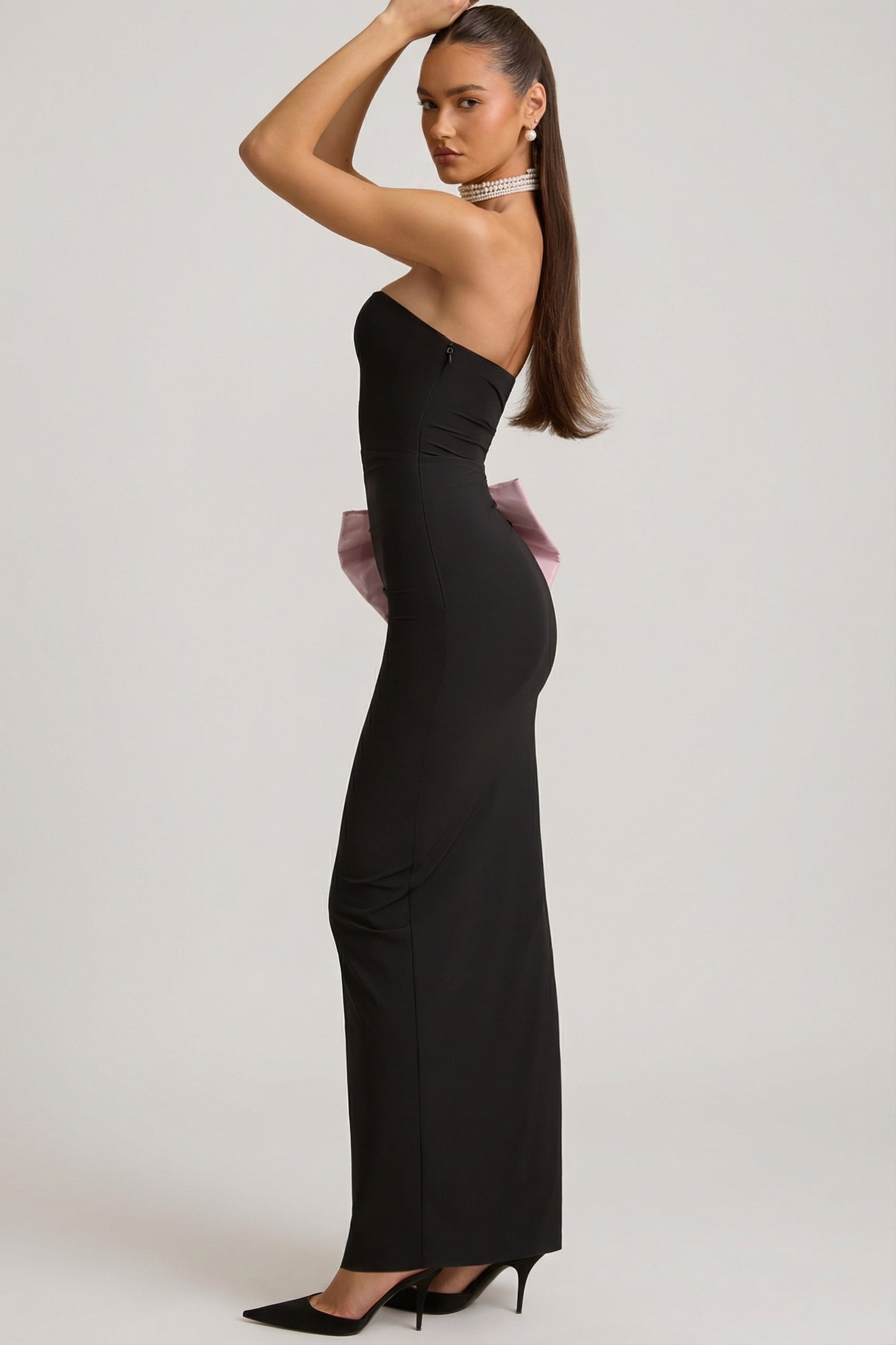 robe longue noire détail nœud