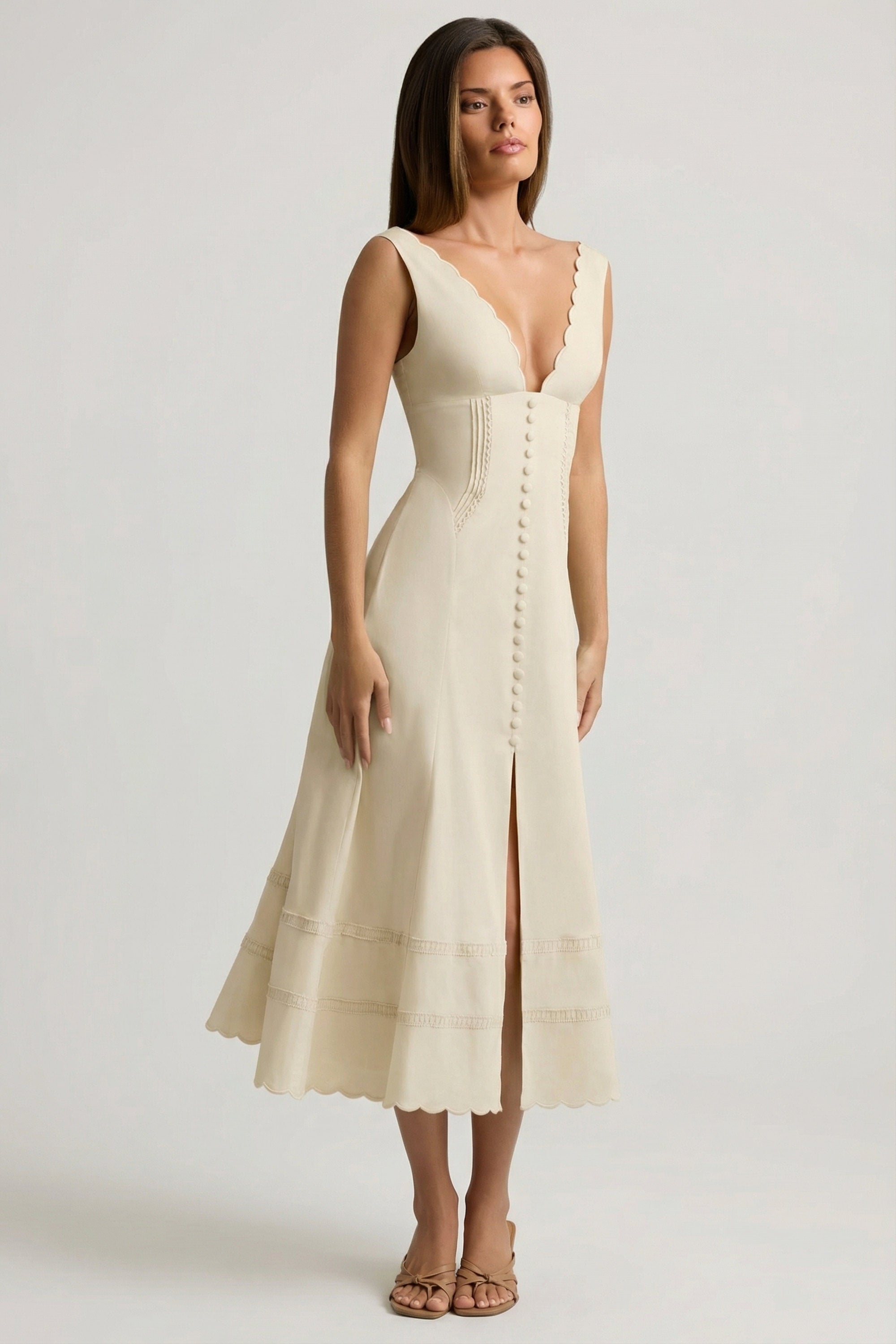 robe ivoire A-Line Cotton-Poplin