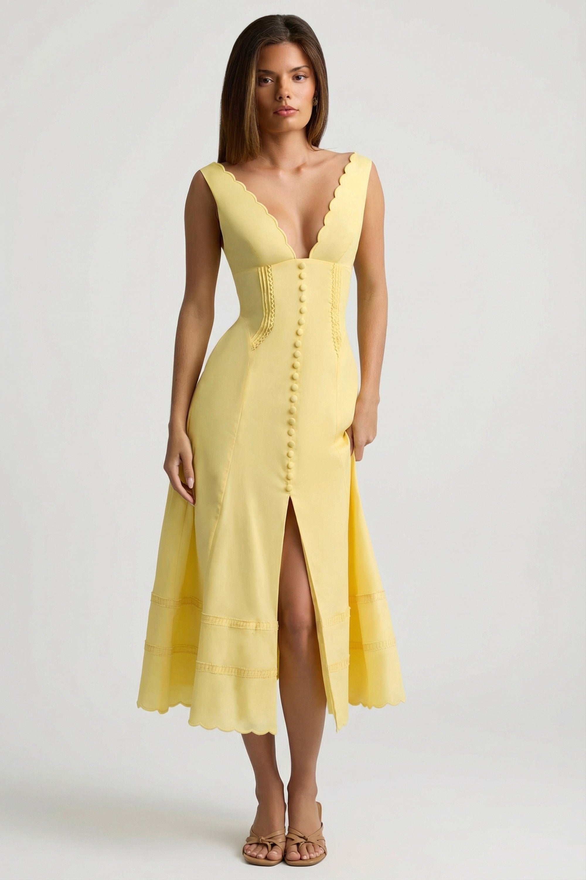 robe midaxi jaune pastel