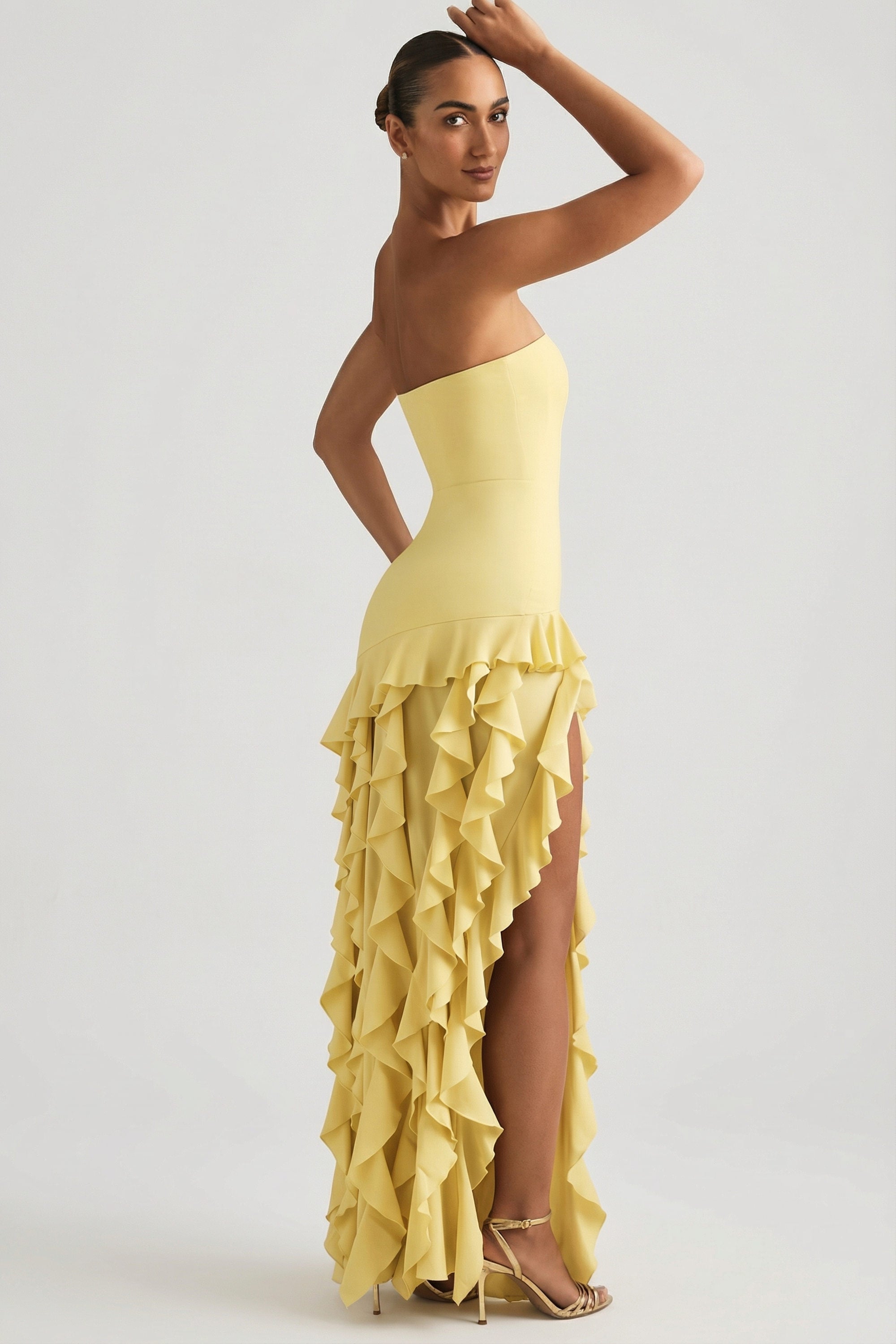detail robe bustier jaune