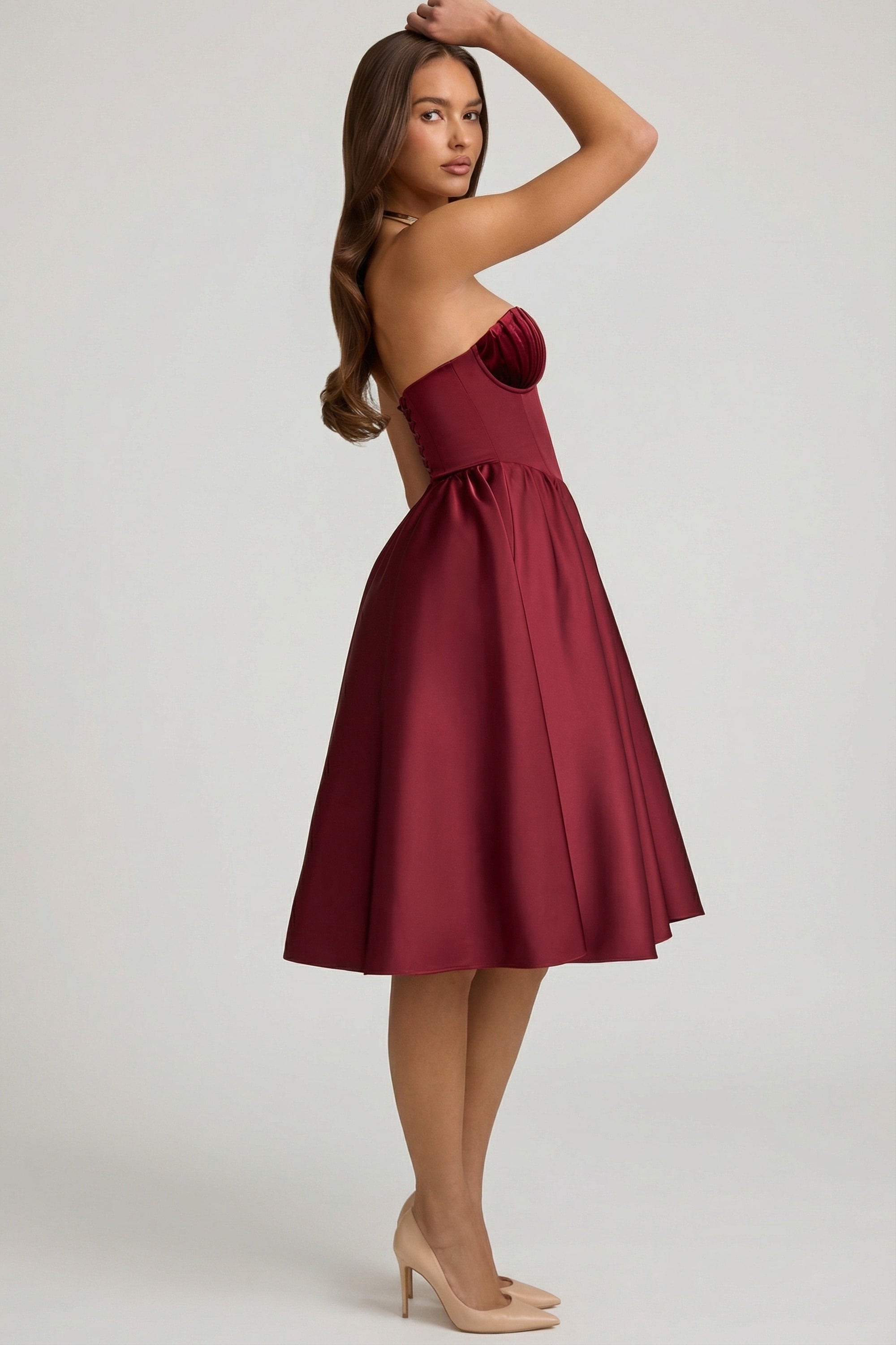 robe sans bretelles bordeaux