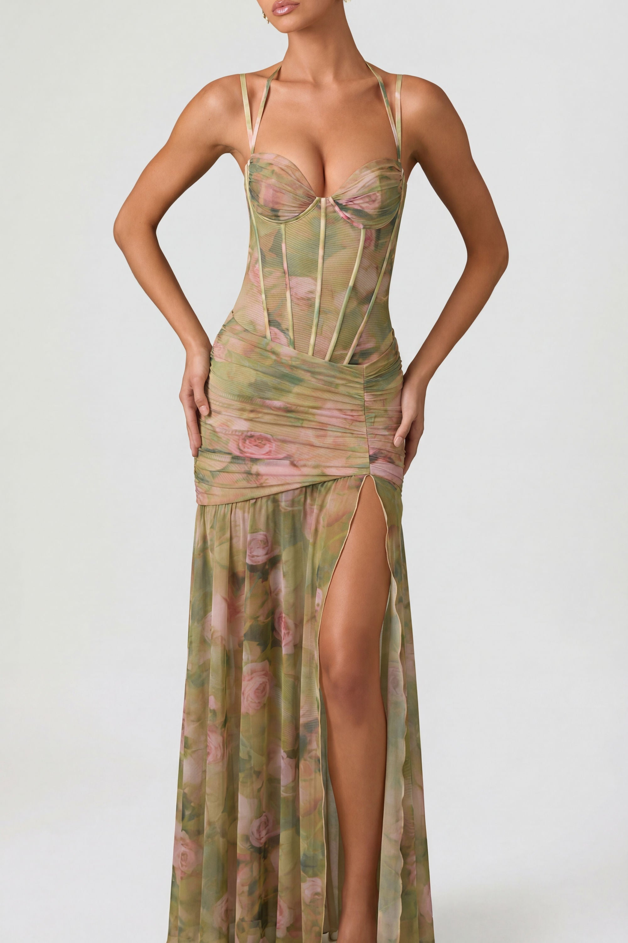 robe corset avec motifs floraux
