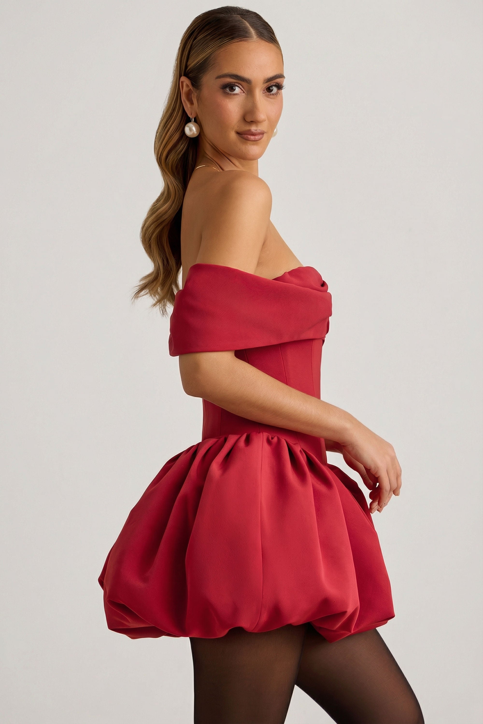 dress bubble hem rouge