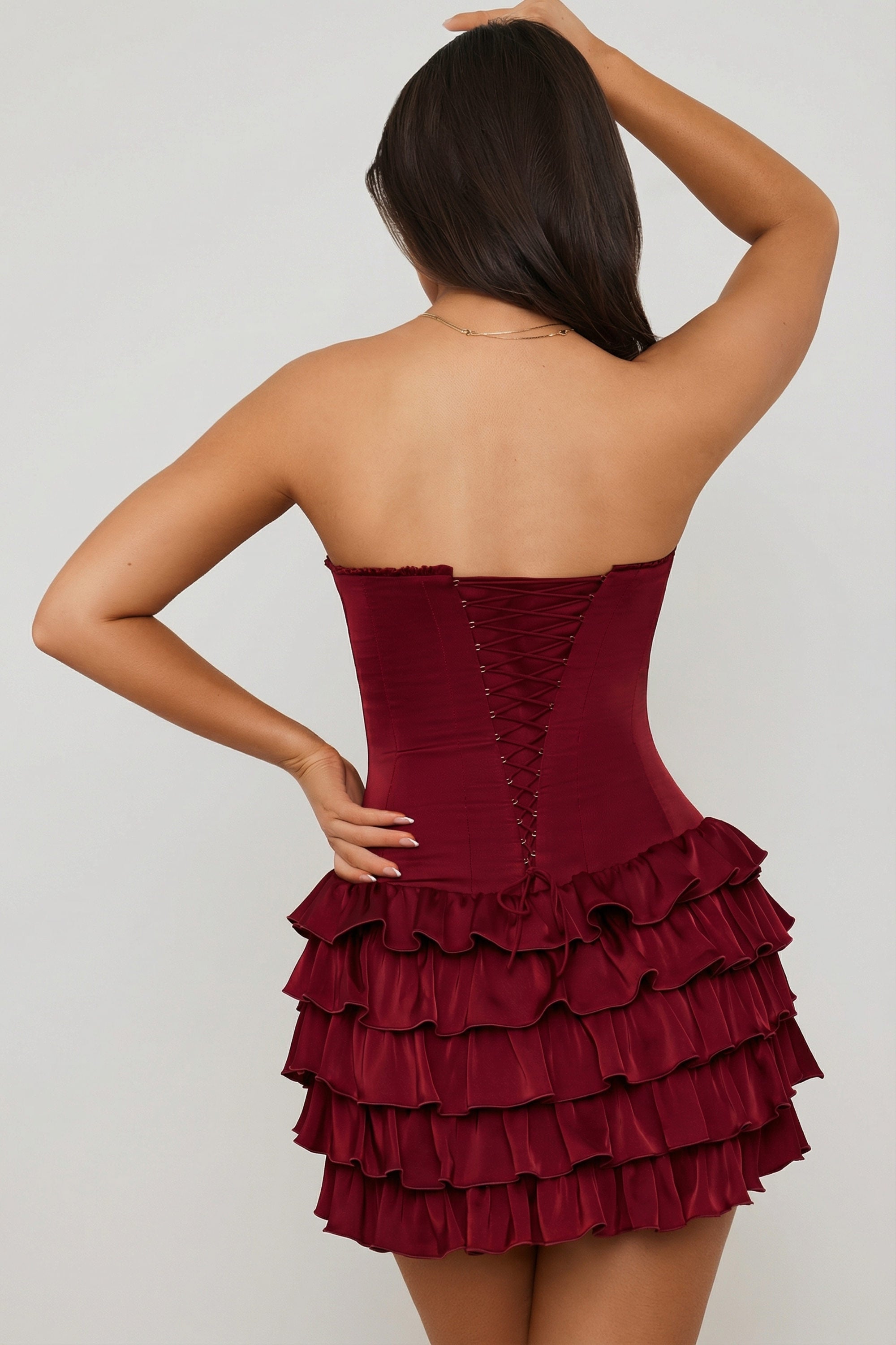 corset dress rouge baie