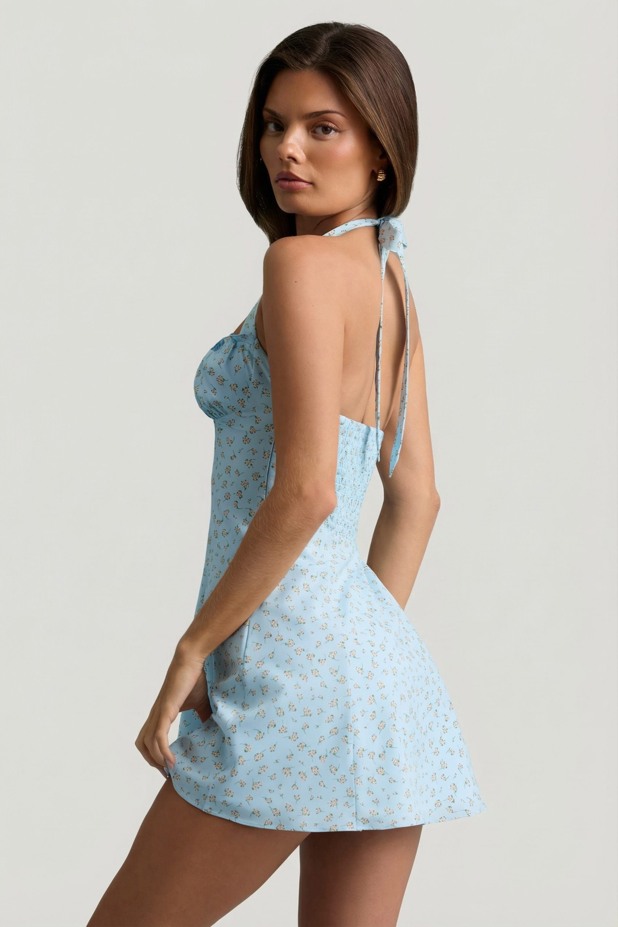 robe halterneck bleue