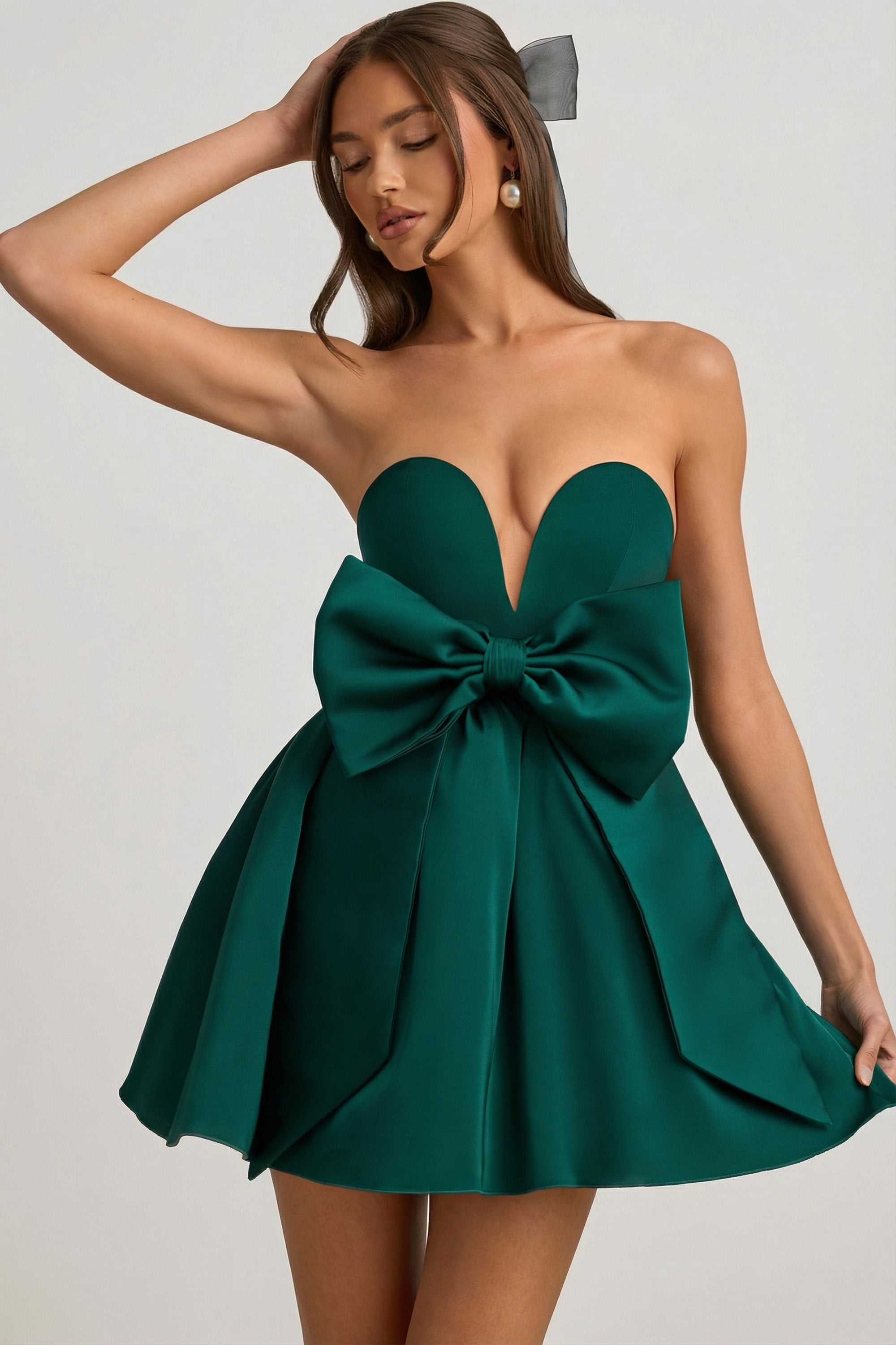 satin corset dress vert