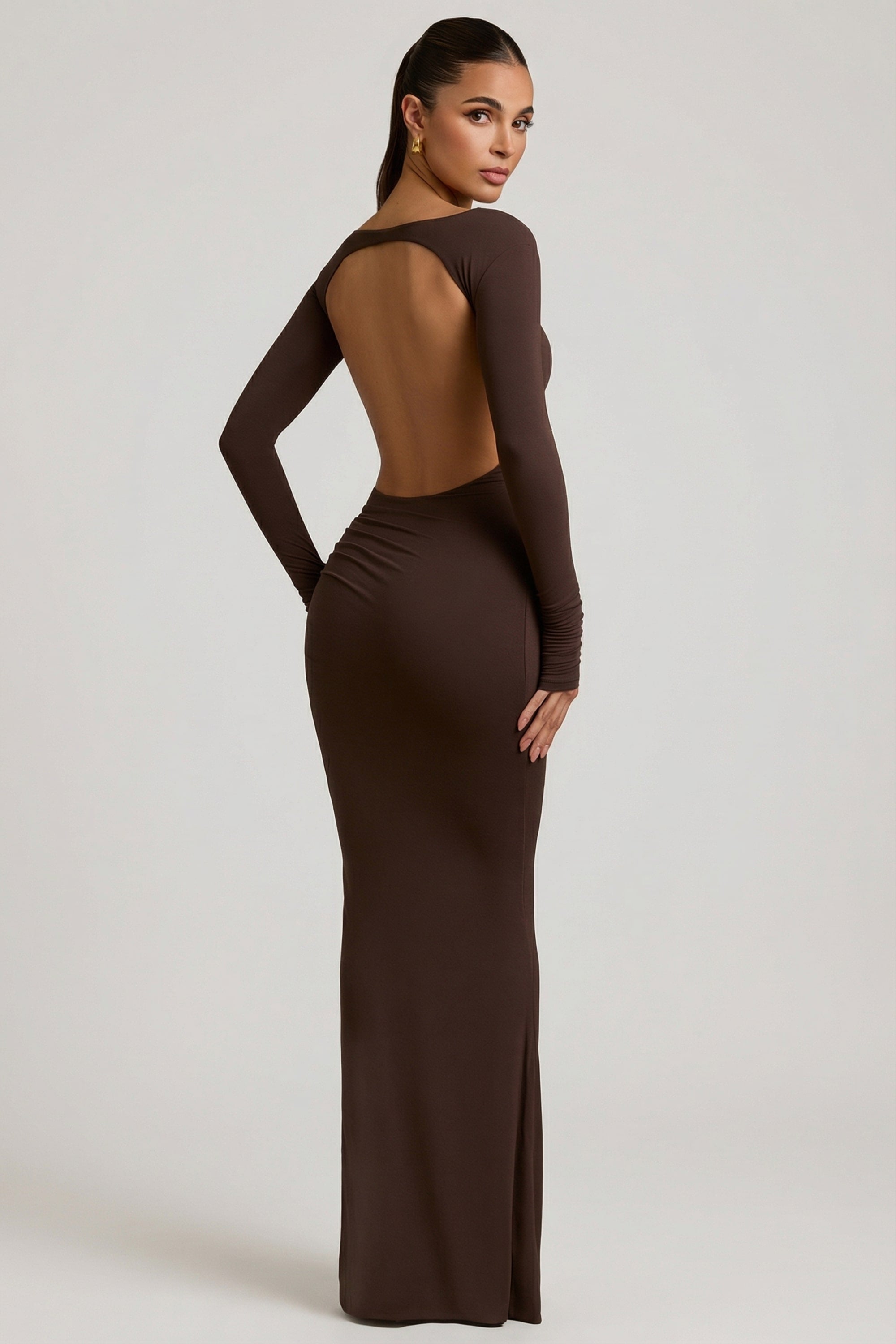 manches longues robe chocolat