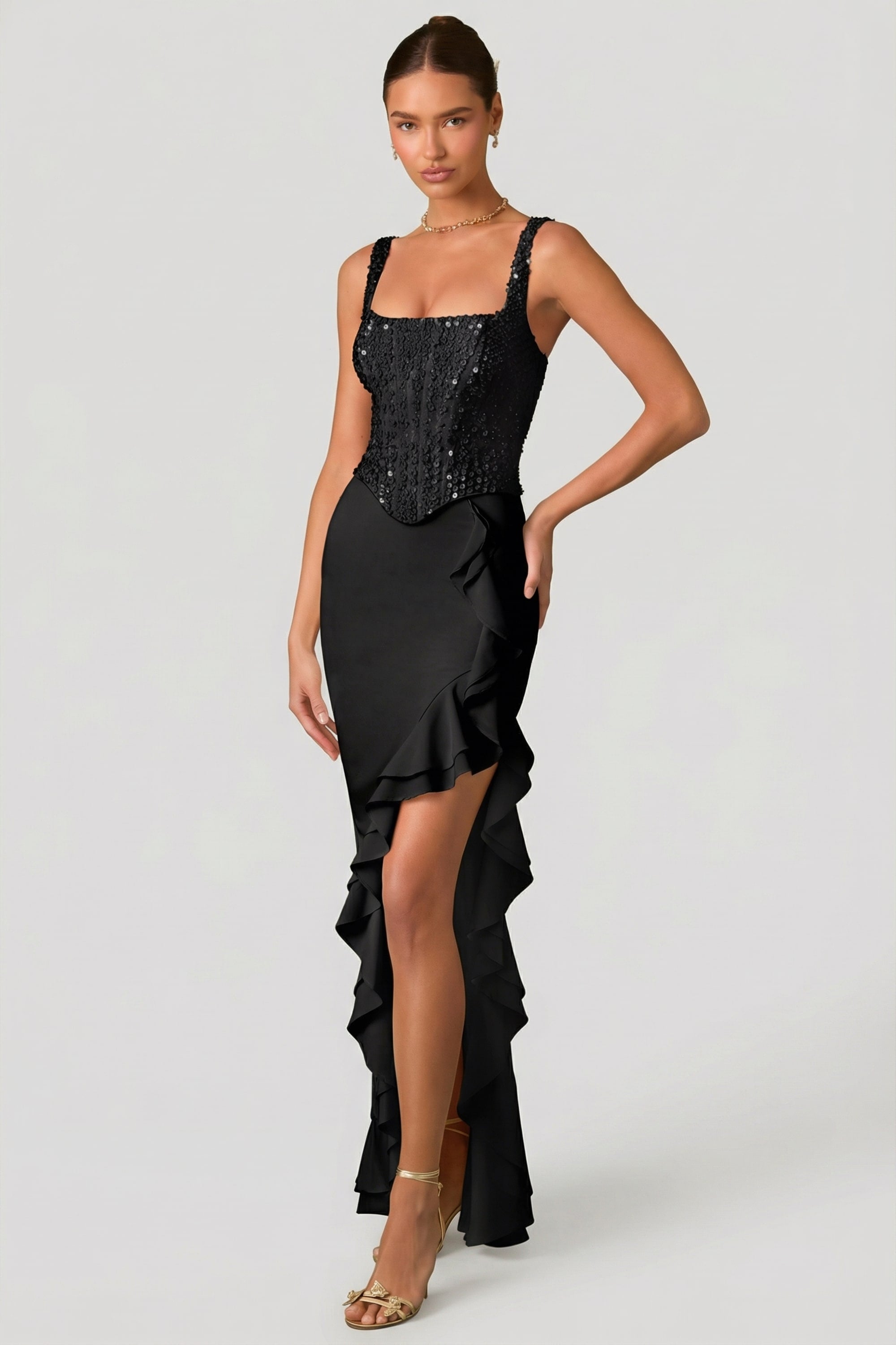 jupe maxi noire élégante