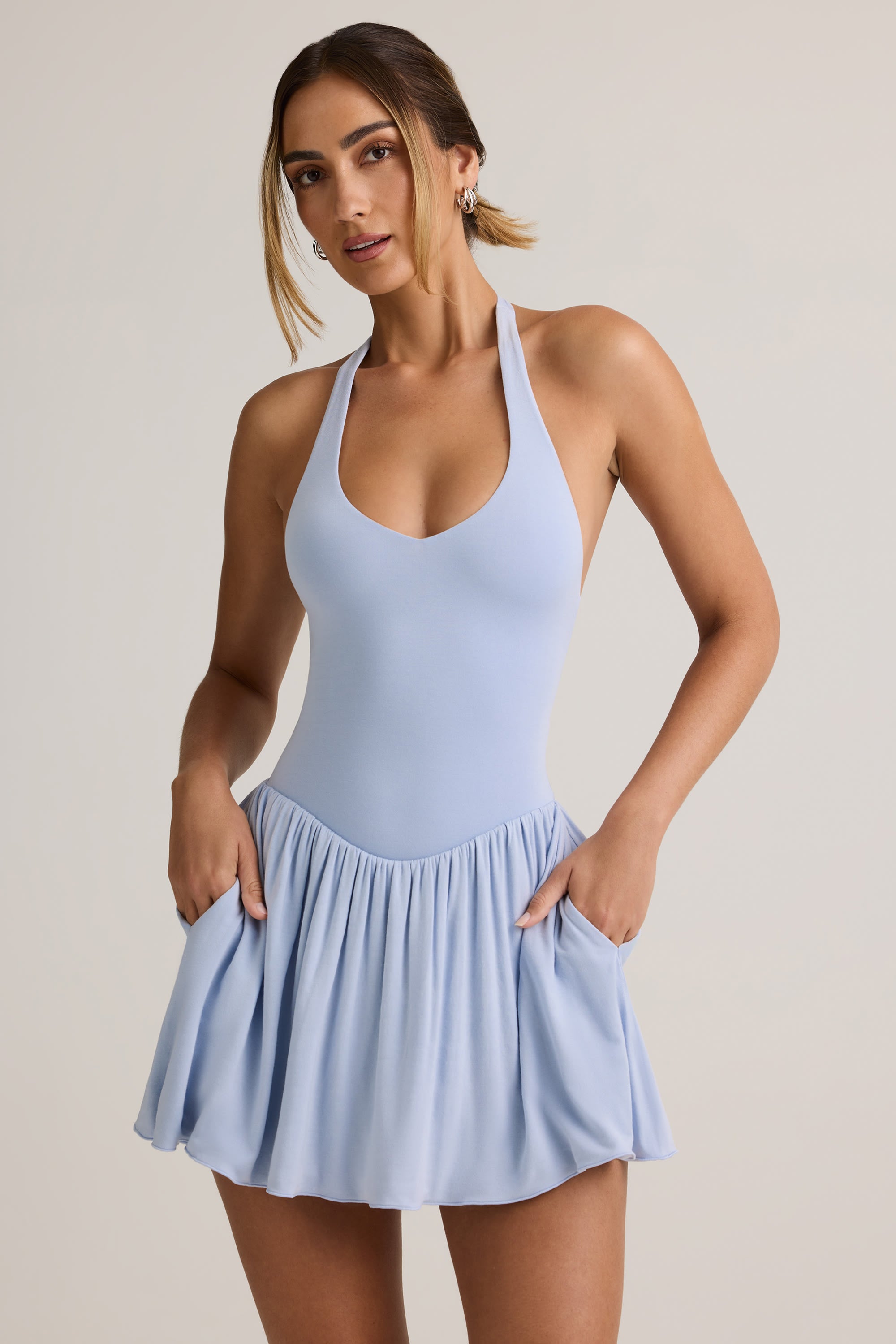 robe dos nu mini bleu clair