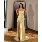 Strapless Side Split Prom Dress Corset