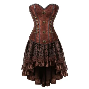 Bustier Corset Dress Women Burlesque Pirate Costume Plus Size Victorian Vintage Retro Dresses