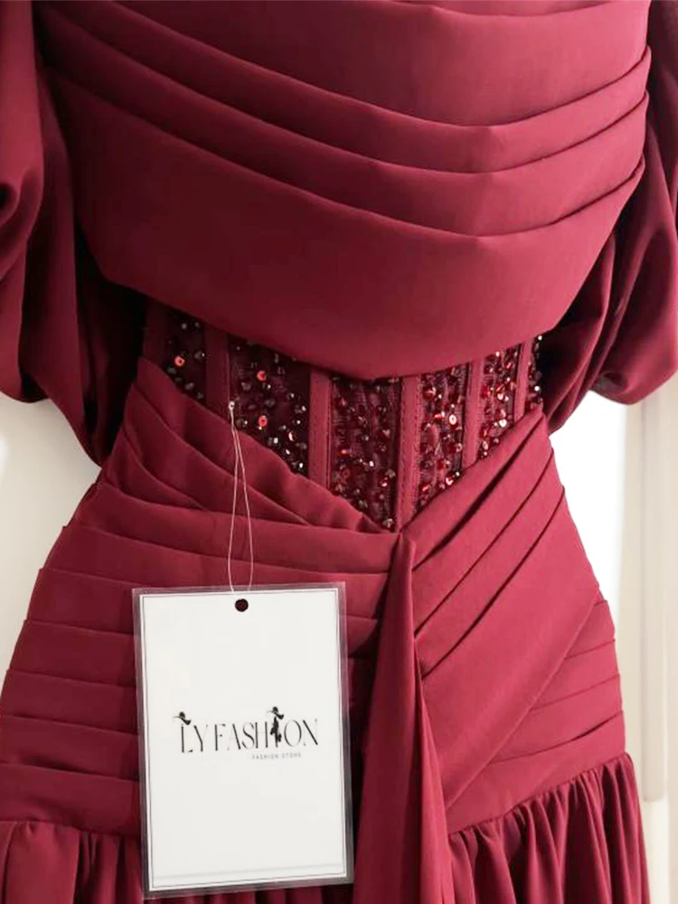 Burgundy corset dress – Image 8