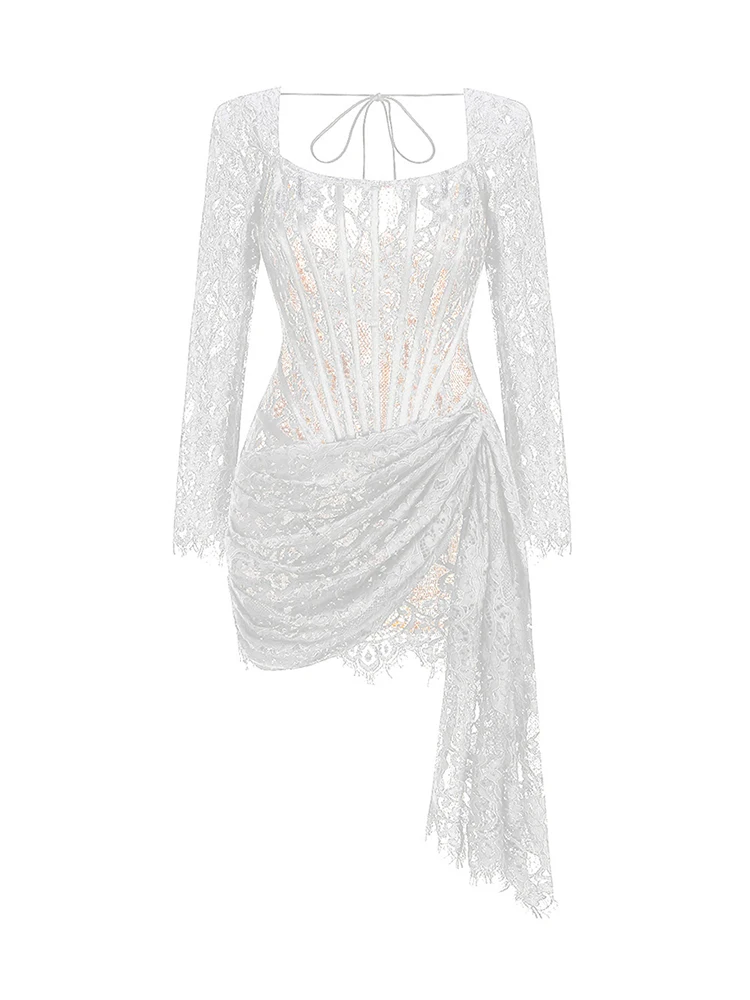 Sexy Lace See-through Patchwork Corset Dress – Image 15