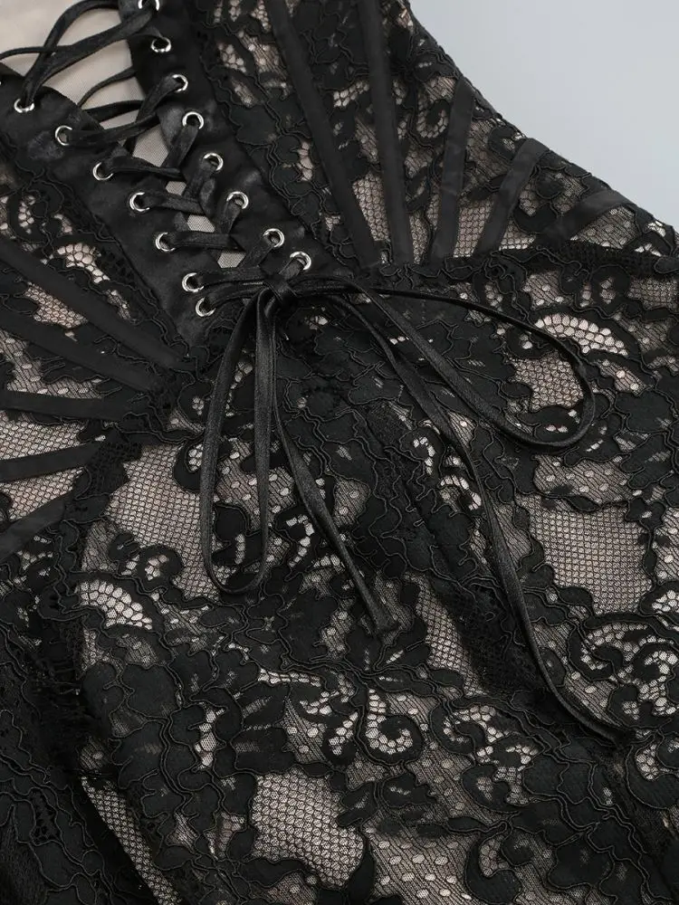 Sexy Lace See-through Patchwork Corset Dress – Image 32