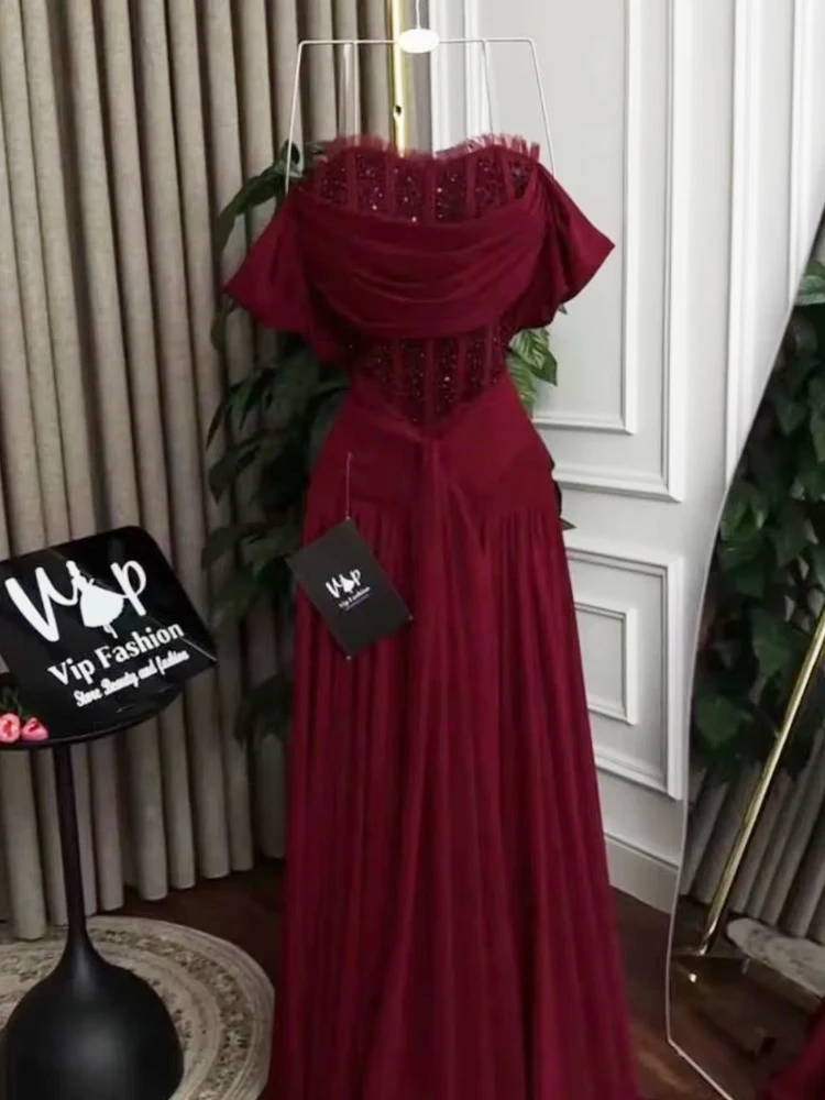 Burgundy corset dress – Image 9