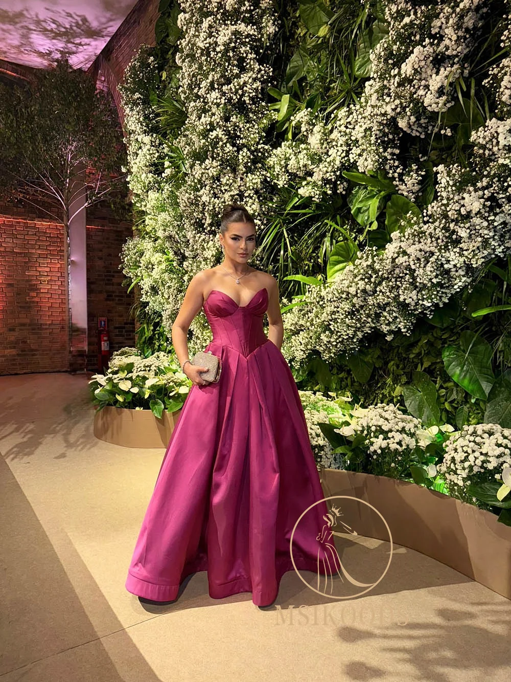 Strapless Formal Dress Elegant Prom Dress Satin Corset Ball Gown Evening Dress Wedding – Image 5