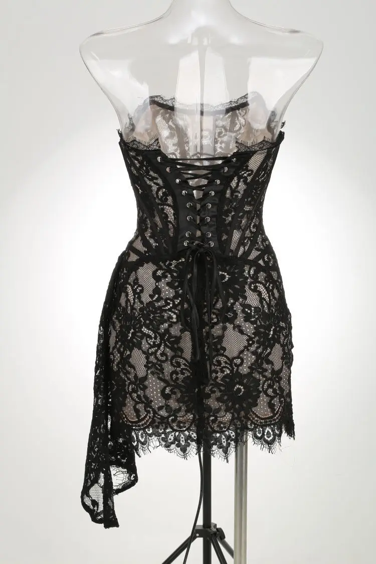 Sexy Lace See-through Patchwork Corset Dress – Image 17