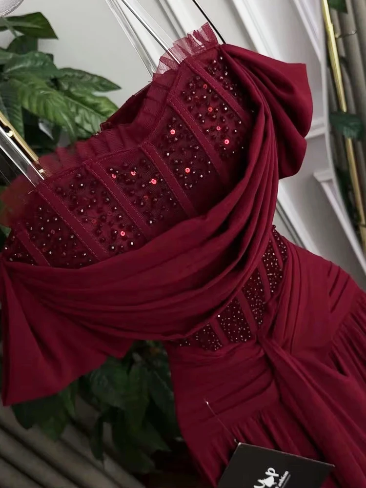 Burgundy corset dress