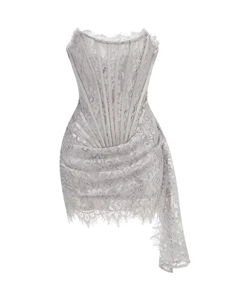 Sexy Lace See-through Patchwork Corset Dress – Image 9