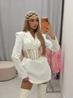 Lace Corset Bustier Blazer Dress Elegant