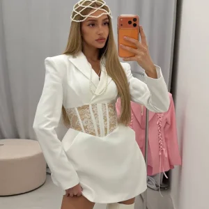 Lace Corset Bustier Blazer Dress Elegant