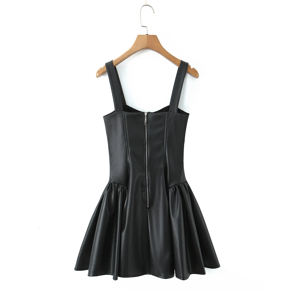 Sexy Corset style Low Waist Faux Leather Sling Dress Black – Image 3
