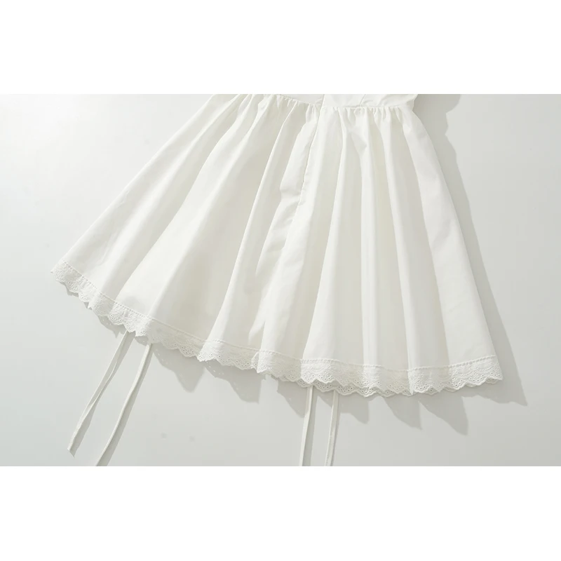Sleeveless Mini Dress V Neck Lace Trim Side Corset Tie Flared Skater Short Dresses – Image 6