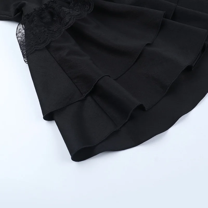 Gothic Dress Women Y2k E-girl Aesthetic Fairycore Grunge Lace Patchwork Puff Sleeve Bandage Corset Dress Female – Image 21