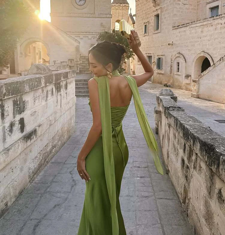 Corset Maxi Dress with Scarf Sexy Prom Gown Party Evening Dress Long Backless Lady Verstidos Chic Wedding Dress – Image 16