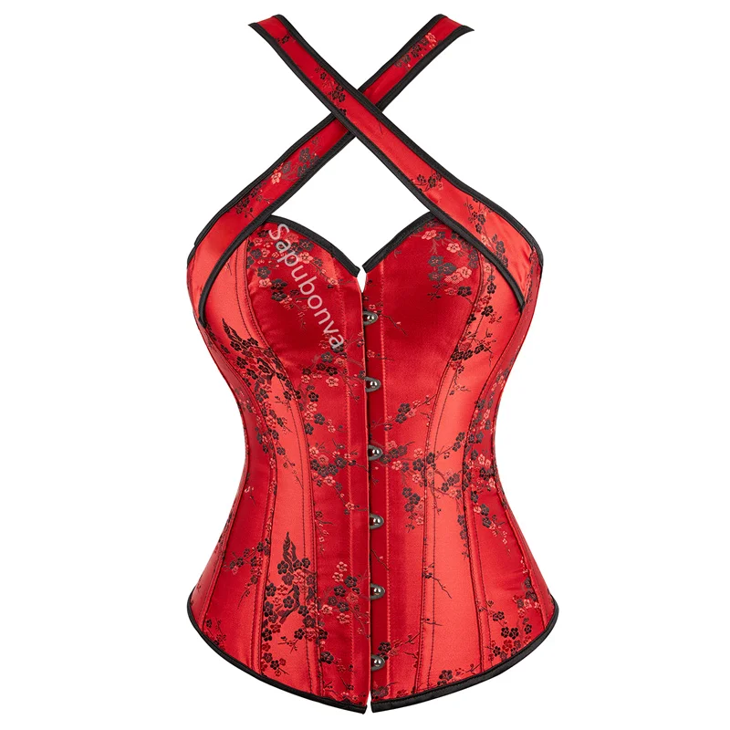 Black Corset Dress Women Tutu Skrit Set Halter Lace Costume Party Sexy Burlesque Halloween Ladies Basques Outfit Plus Size Red – Image 4