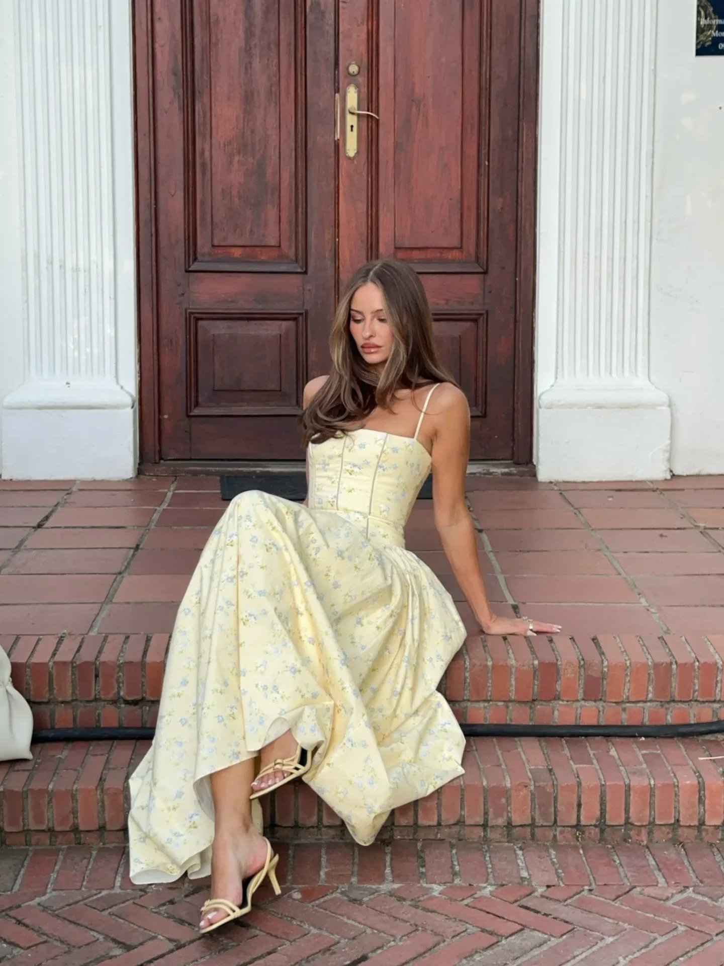 Long Floral Print Spaghetti Strap Maxi Dress Summer Elegant Lace Up Dress Flowy Holiday Party Beach Wear Dress – Image 15