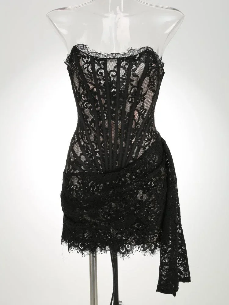 Sexy Lace See-through Patchwork Corset Dress – Image 6