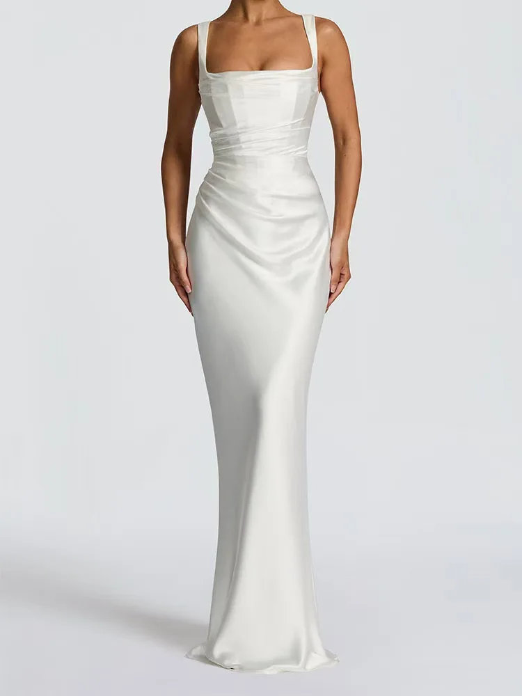 Corset Maxi Dress with Scarf Sexy Prom Gown Party Evening Dress Long Backless Lady Verstidos Chic Wedding Dress – Image 21