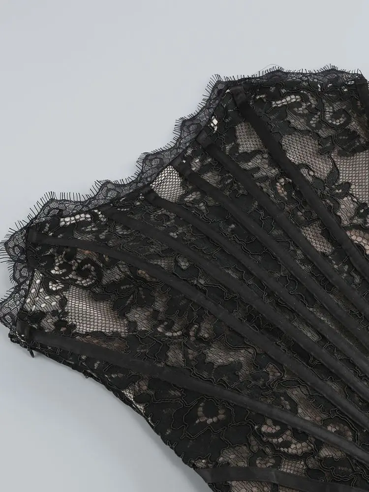 Sexy Lace See-through Patchwork Corset Dress – Image 24