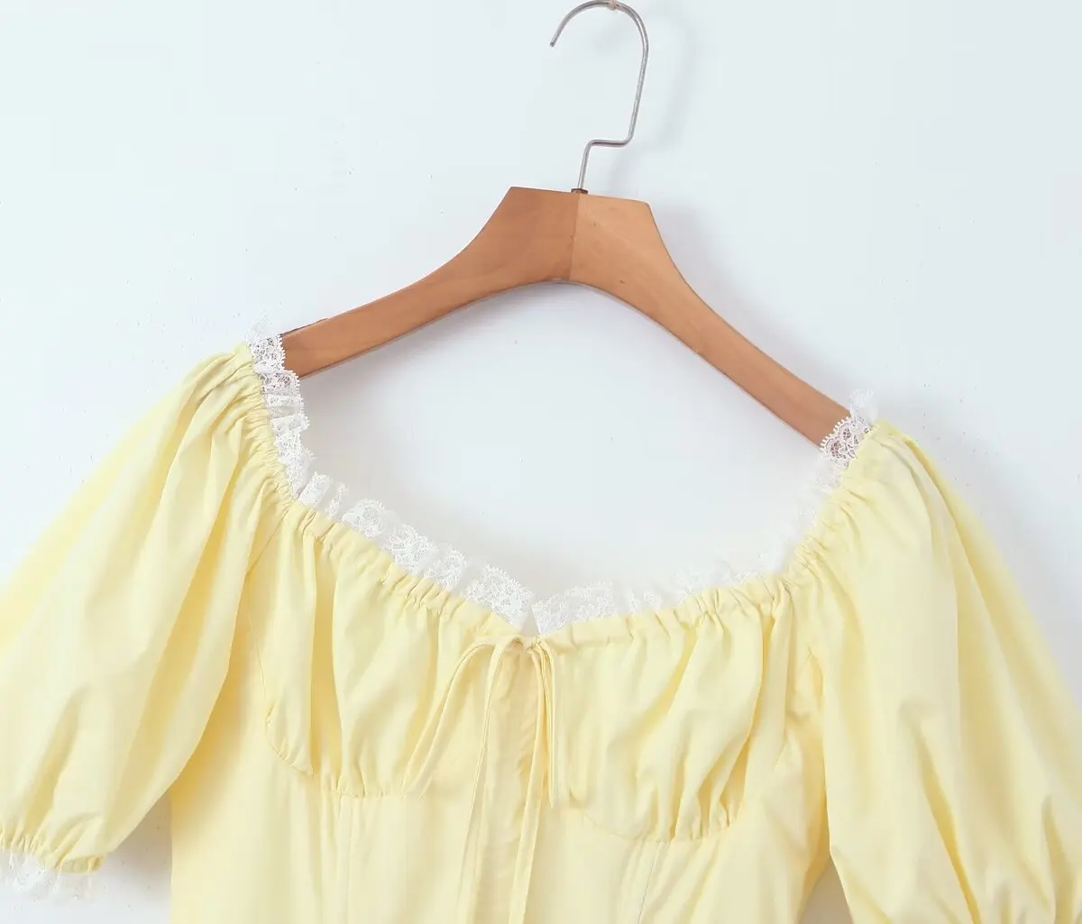 style Mini Dress Women Cross Lacing up Bandage Back Short Puff Sleeve – Image 8