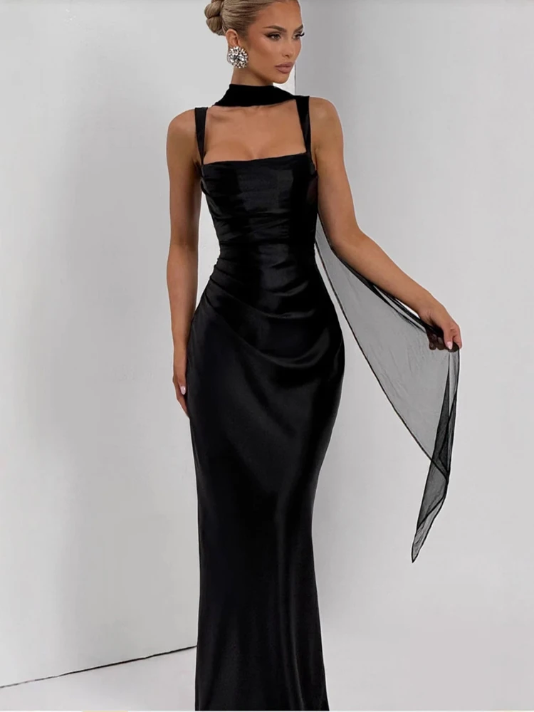 Corset Maxi Dress with Scarf Sexy Prom Gown Party Evening Dress Long Backless Lady Verstidos Chic Wedding Dress – Image 5