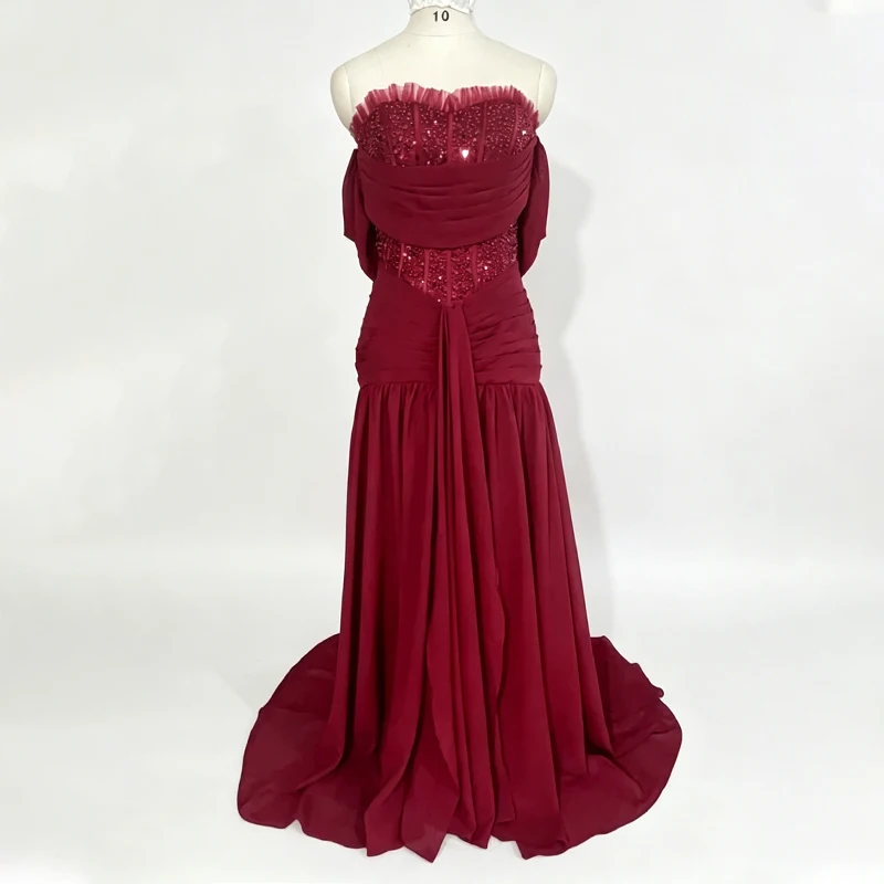 Burgundy corset dress – Image 4
