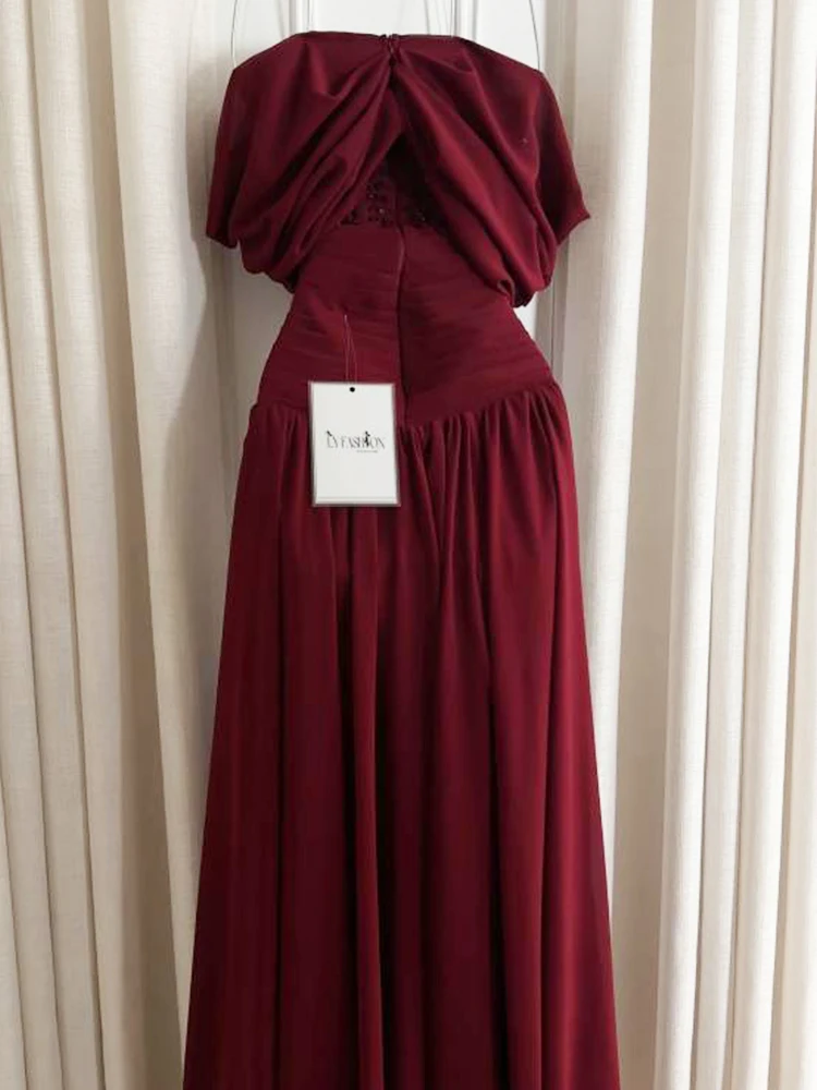 Burgundy corset dress – Image 3