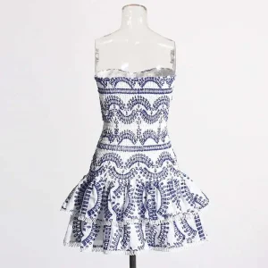 Stretchy Corset Bustier Ruffle Cake Dress Elegant