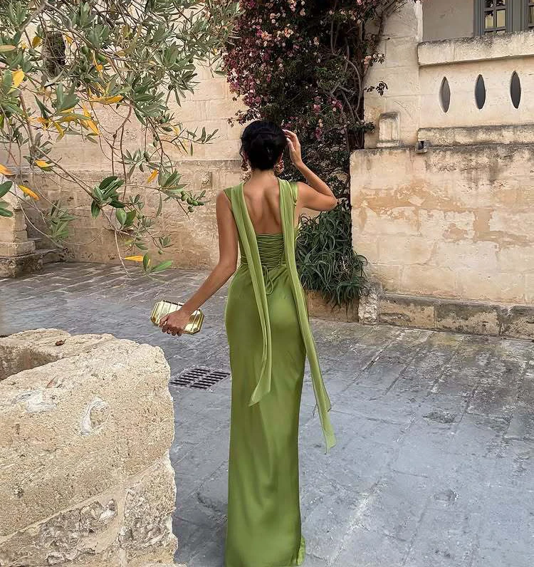 Corset Maxi Dress with Scarf Sexy Prom Gown Party Evening Dress Long Backless Lady Verstidos Chic Wedding Dress – Image 18