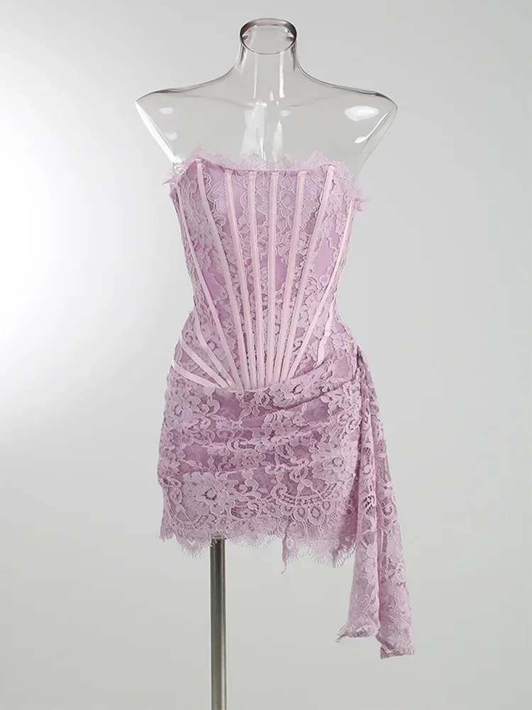 Sexy Lace See-through Patchwork Corset Dress – Image 10