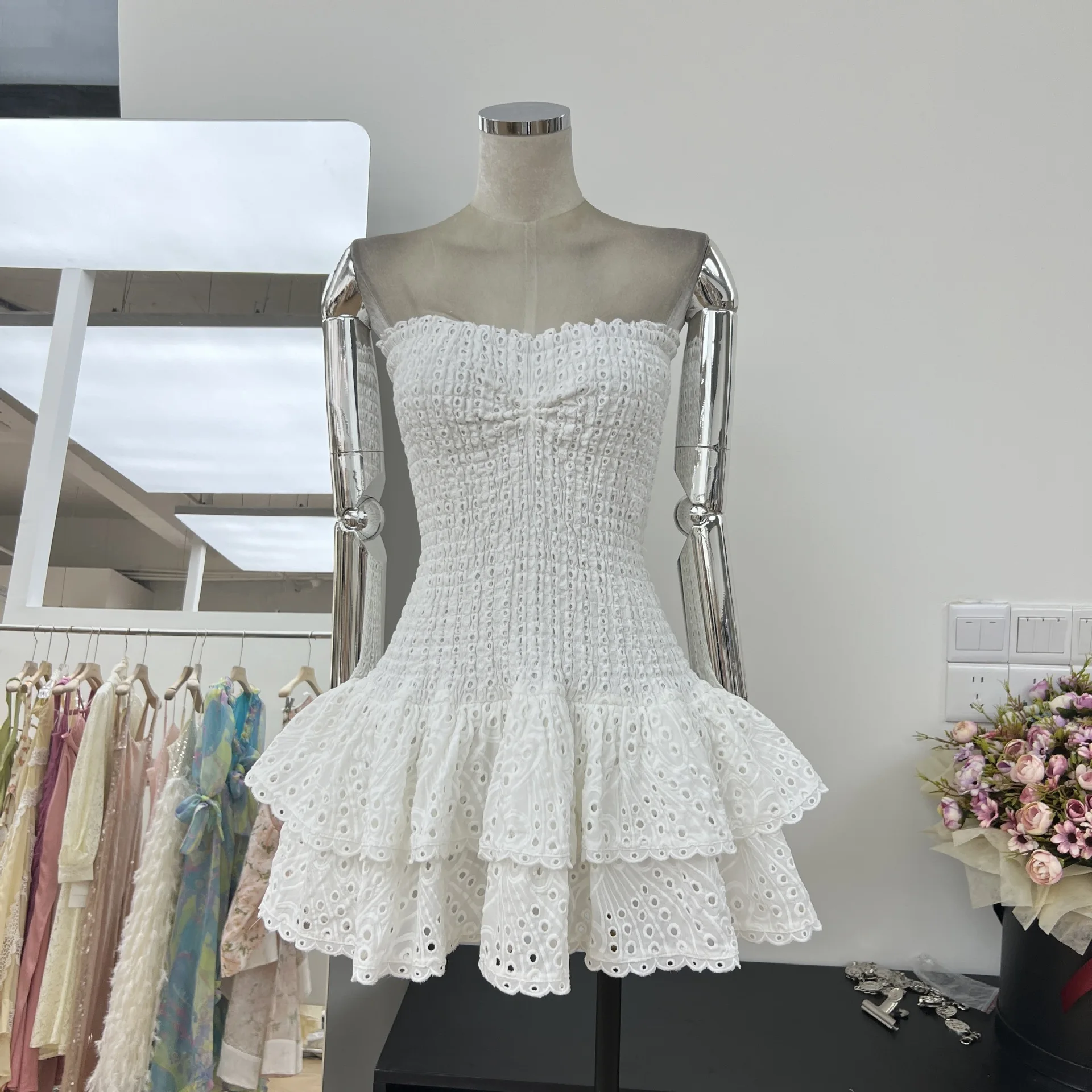 Stretchy Corset Bustier Ruffle Cake Dress Elegant – Image 2