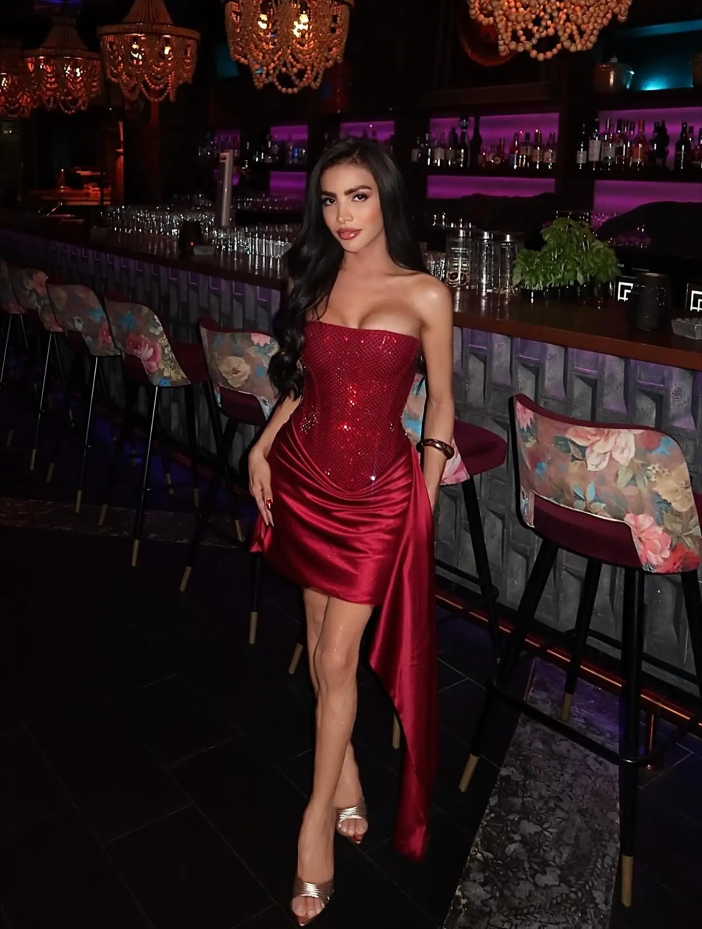 Strapless Dress Corset Vestidos Sexy Red Satin Draped Dress Mini – Image 2