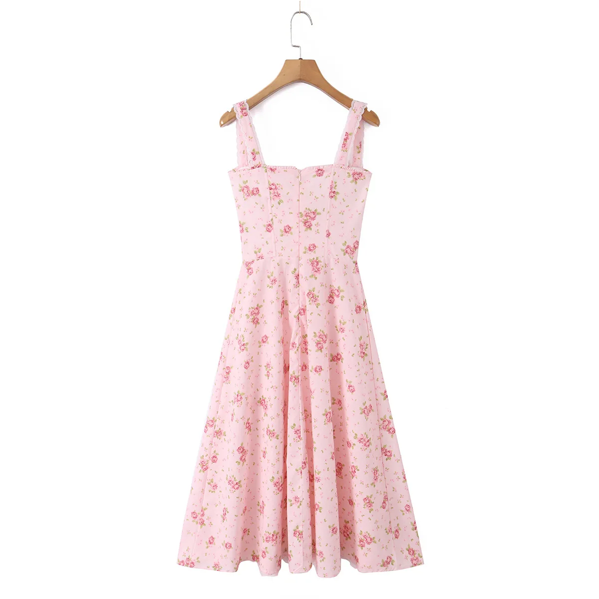 Midi Dress Women Sweet Kawaii Coquette Aesthetic Lace Up Corset Backless Pink Sundress Cottagecore Robe – Image 5